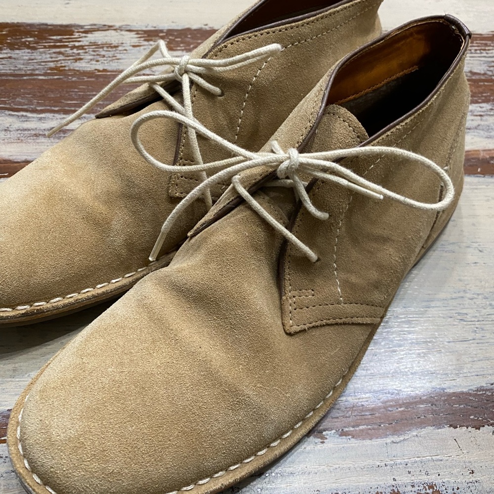 Steve Madden Wallaby Ankle Boots “Durvish” Sz 10.5 Beige Suede